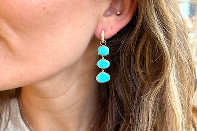 Triple Turquoise Charm Earrings