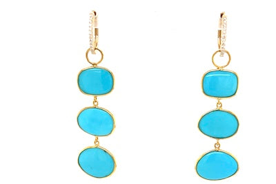 Triple Turquoise Charm Earrings