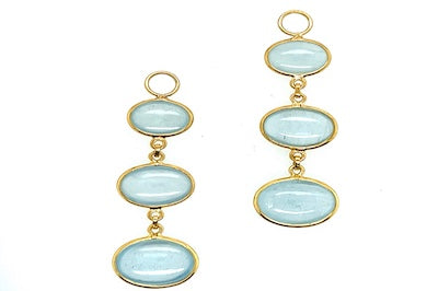 Triple Aqua Charm Earrings