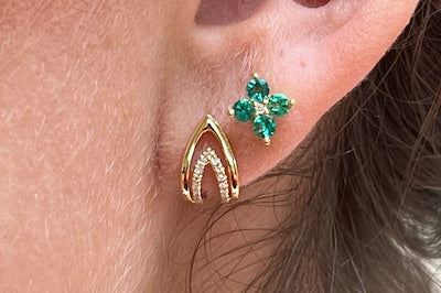 Emerald Clover Studs