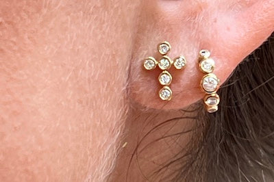 Diamond Cross Studs