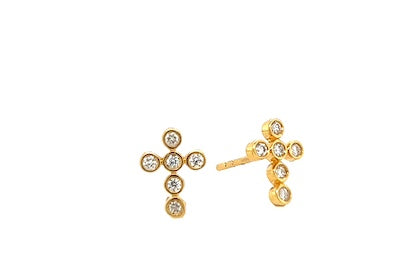 Diamond Cross Studs