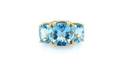 COLORFUL THREE STONE RING - BLUE TOPAZ
