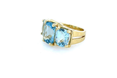COLORFUL THREE STONE RING - BLUE TOPAZ