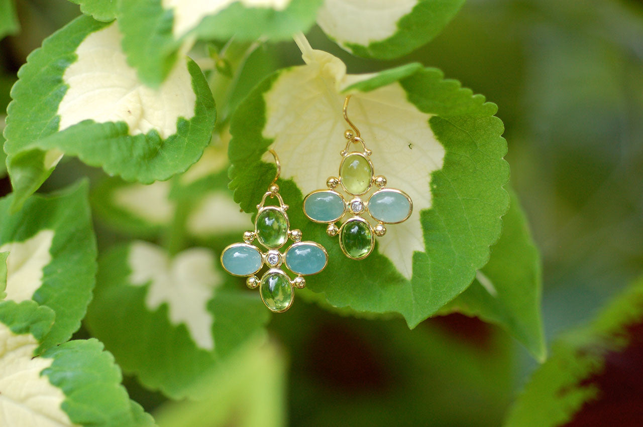 Aqua and Peridot Charm Earrings