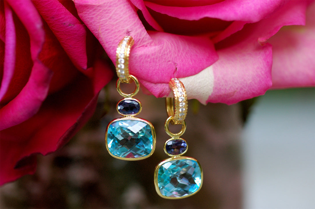 Blue Topaz and Iolite Charm Earrings