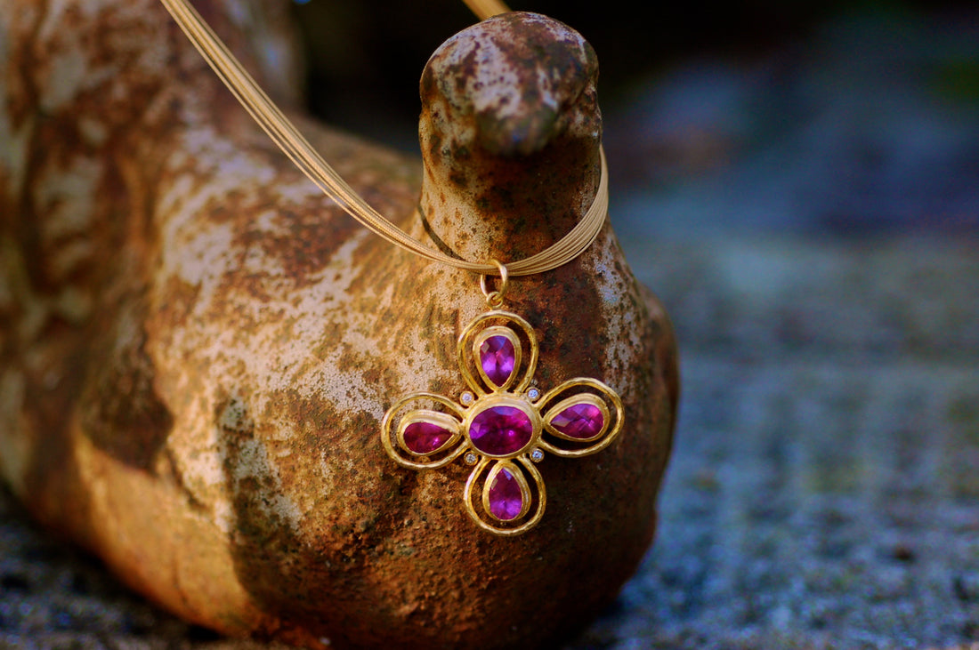 Rubellite Tourmaline Cross Necklace