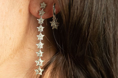 Long Diamond Star Earrings