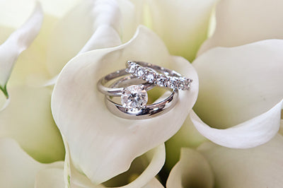 Diamond Solitaire Ring in Platinum with His and Her Bands