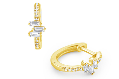 Diamond Baguette Accent Huggies