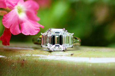 Emerald Cut and Trapezoid Engagement Ring