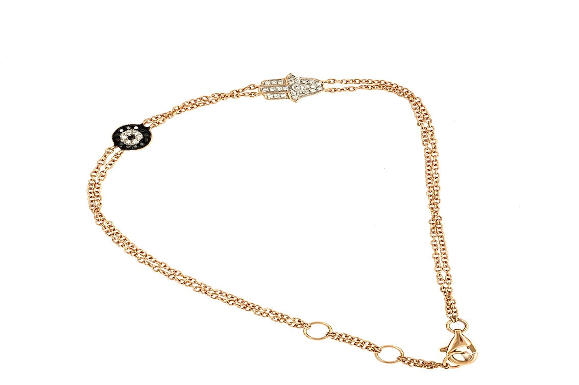 Hamsa and Black Diamond Evil Eye Bracelet
