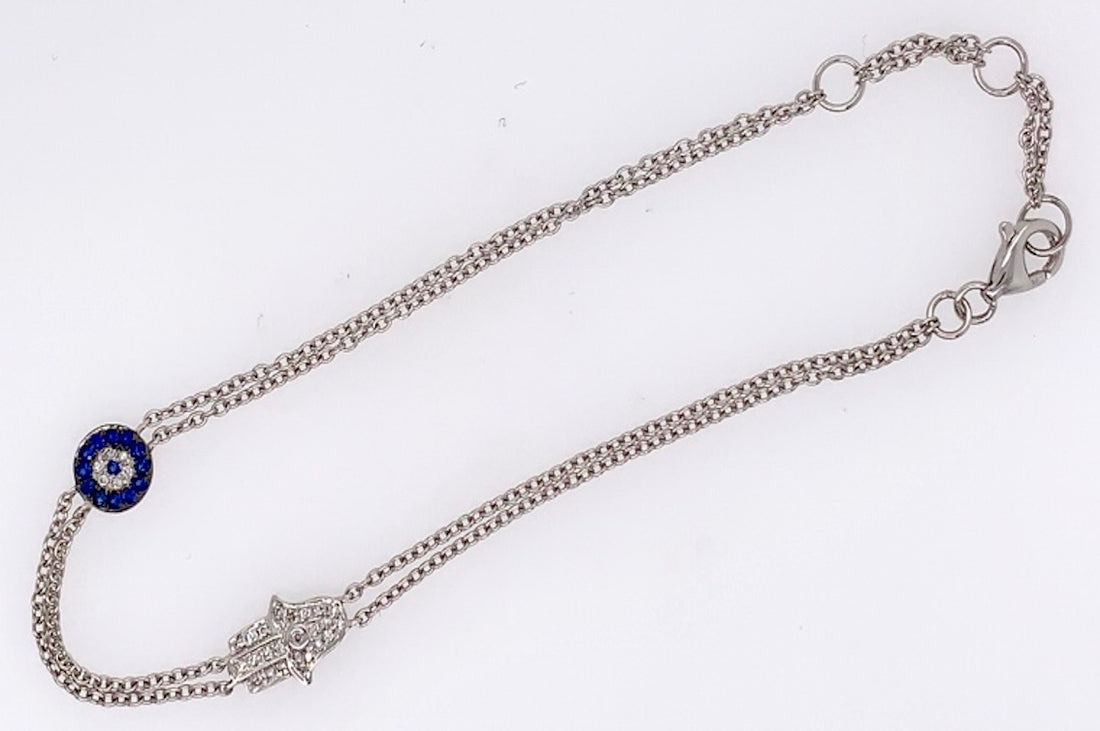 Hamsa and Blue Sapphire Evil Eye Bracelet