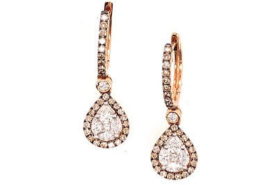 Cognac Diamond Teardrop Earrings