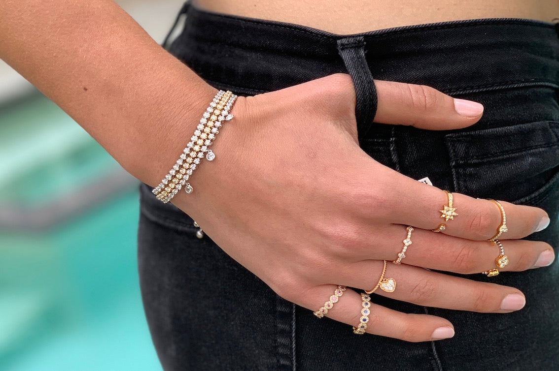 Twist Band With Diamond Heart Charm