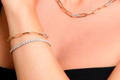 Diamond Link Paper Clip Bracelet