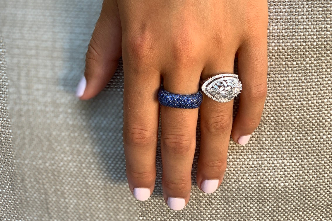 Square Blue Sapphire Ring