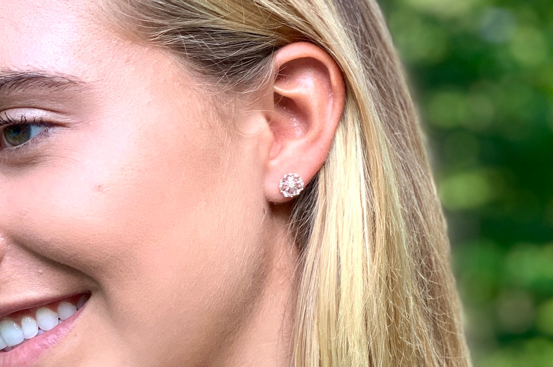 Diamond and White Sapphire Studs