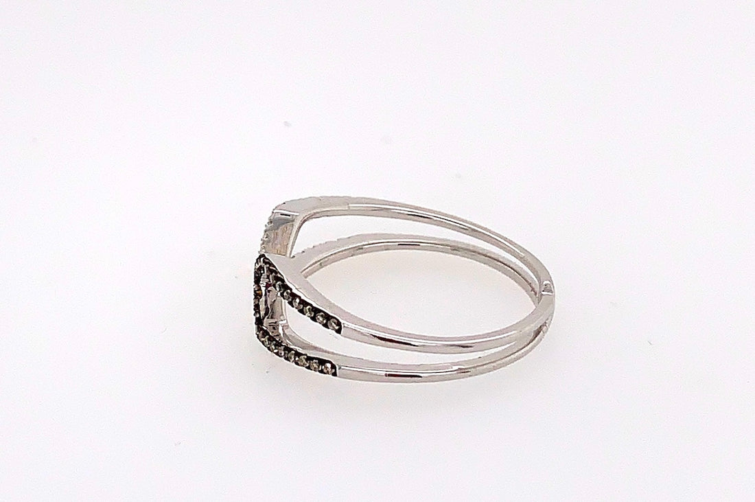 Cognac and White Diamond Double Point Ring