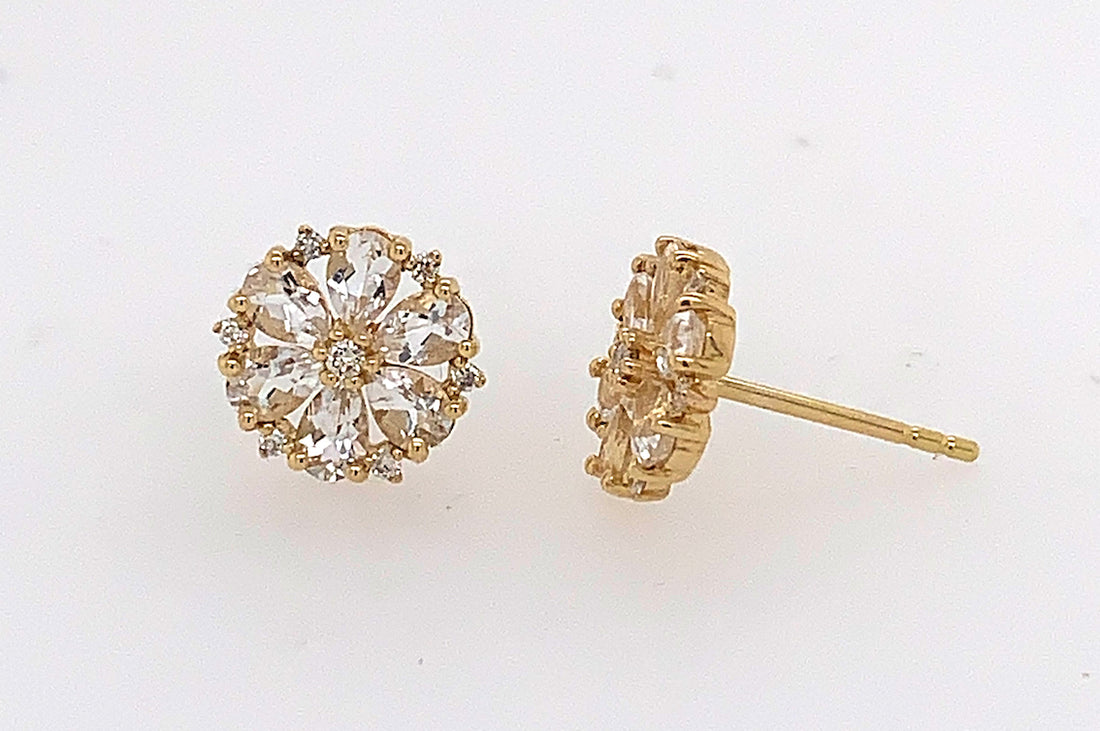 Diamond and White Sapphire Studs