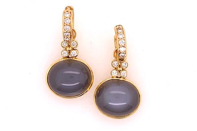 Grey Moonstone and Diamond Charms