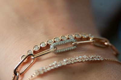 Diamond Link Paper Clip Bracelet