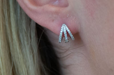 Three Row Huggie Earrings