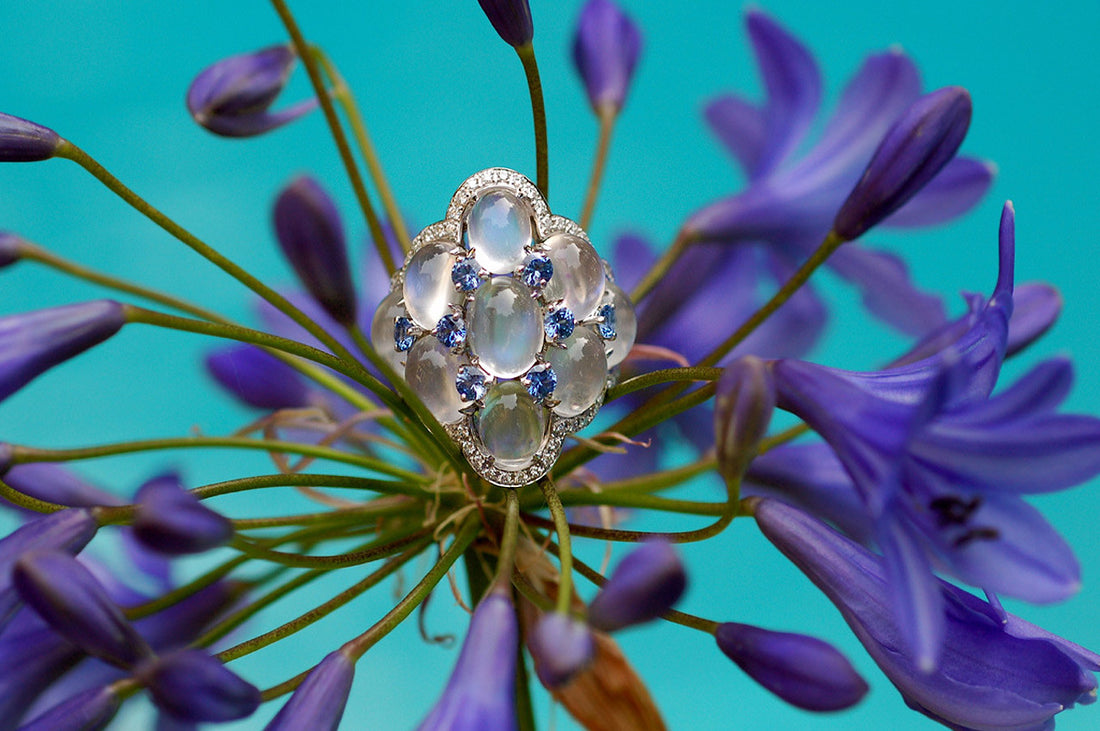 Moonstone and Sapphire Ring