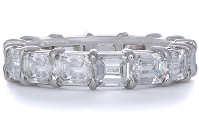 Platinum Shared Prong Emerald Cut Diamond Eternity Band