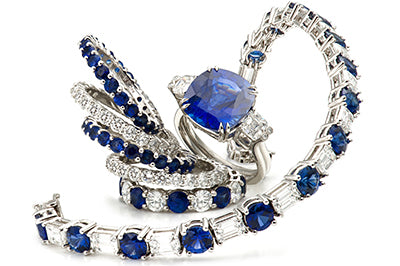 Suite of Sapphire and Diamond Ring Bands & Bracelets