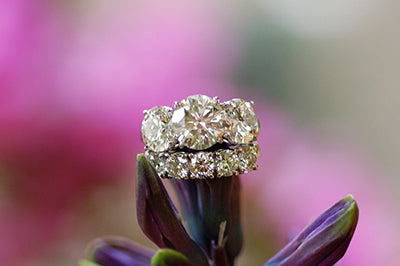 Three-Stone Ring with Matching Wedding Band