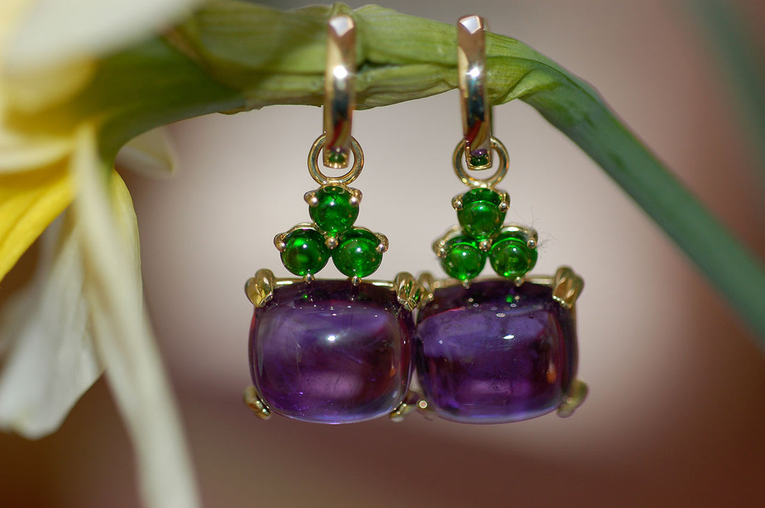 Amethyst and Tsavorite Charm Earrings