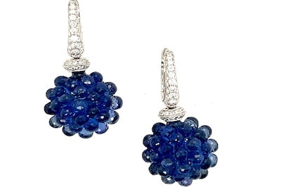 Blue Sapphire Cluster Earrings