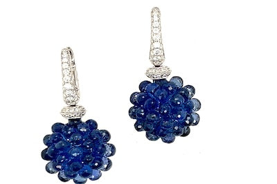 Blue Sapphire Cluster Earrings