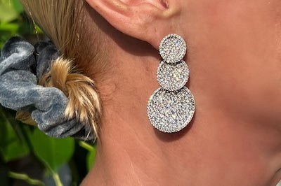 Triple Pave Diamond Earrings