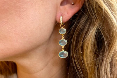 Triple Aqua Charm Earrings