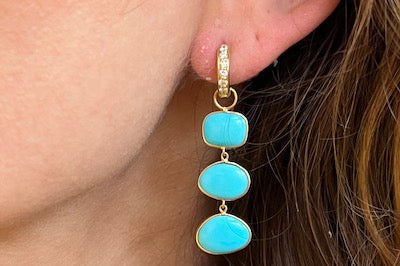 Triple Turquoise Charm Earrings