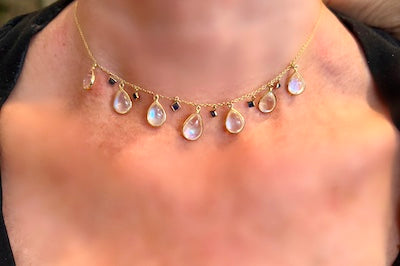 Moonstone and Sapphire Necklace