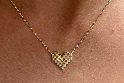 Diamond Quilt Heart Necklace