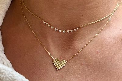 Diamond Quilt Heart Necklace