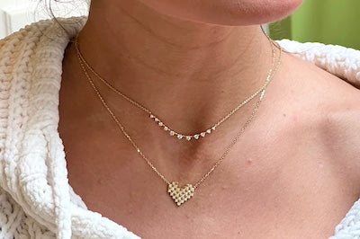 Diamond Quilt Heart Necklace