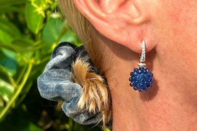 Blue Sapphire Cluster Earrings