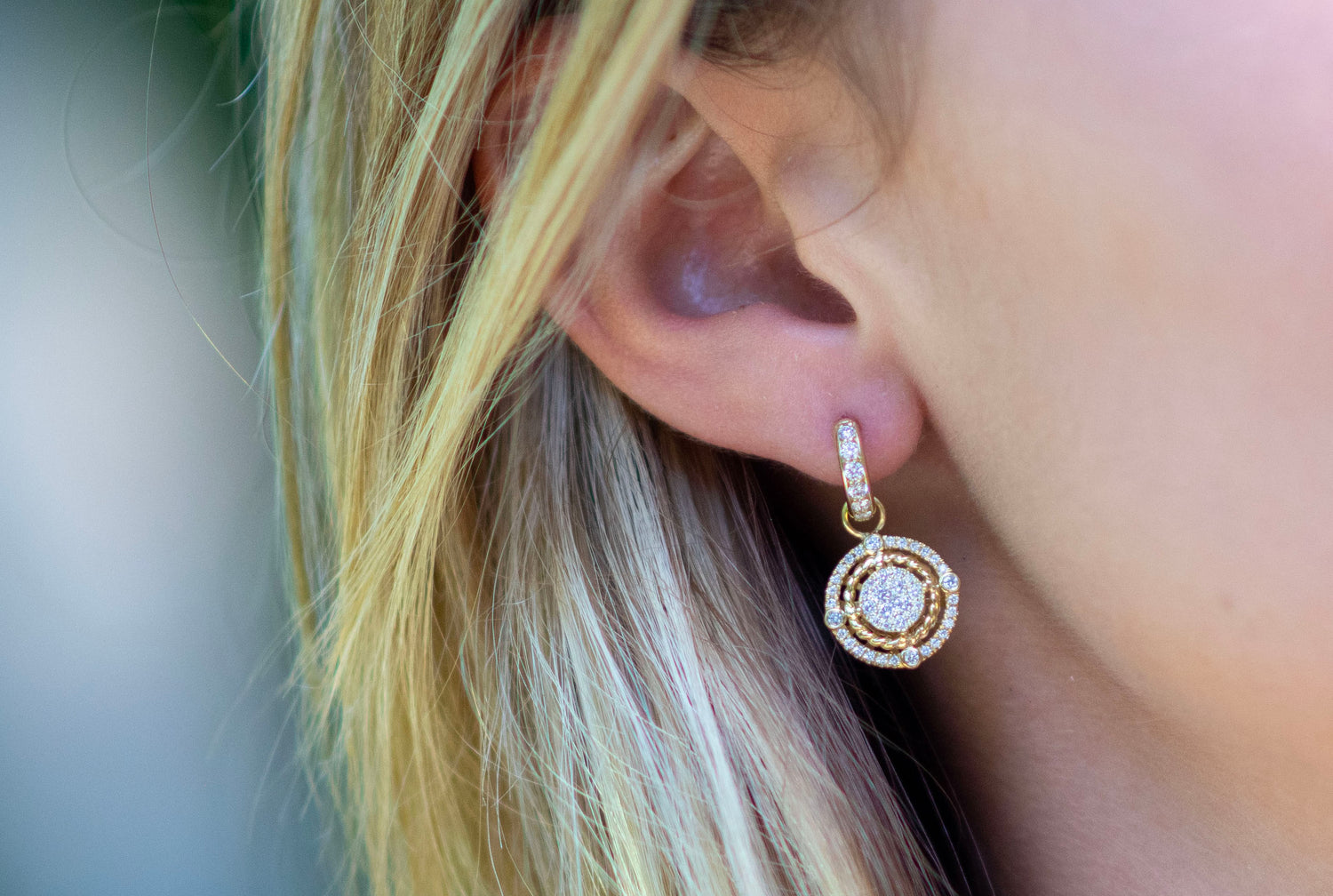Nautical classic cable and diamond charm earrings