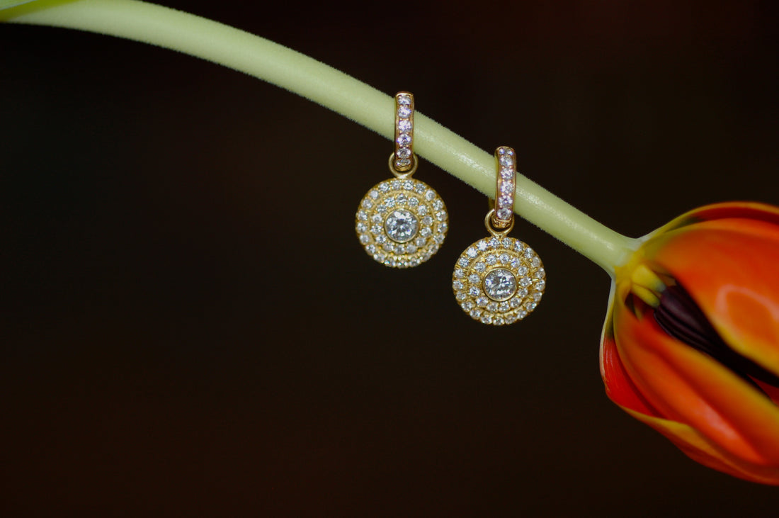 Diamond Disc Charm Earrings