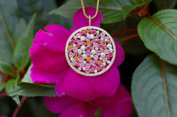Pink and Orange Galaxy Diamond Necklace