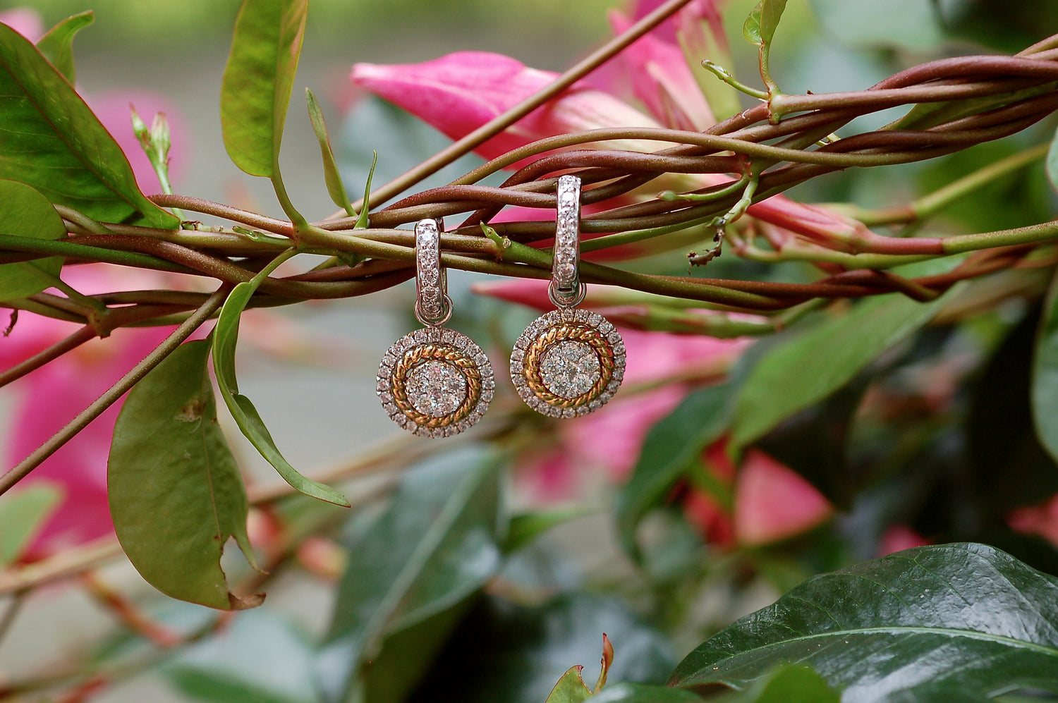 Classic Cable and Diamond Charm Earrings