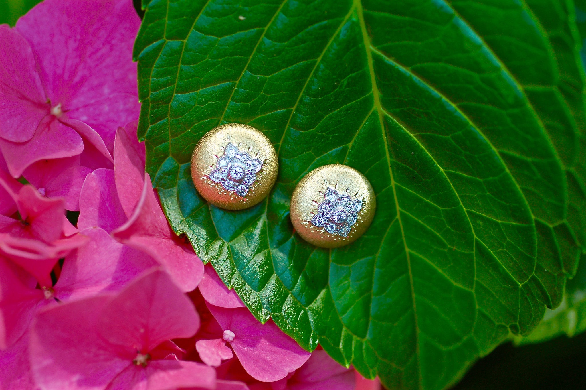 Classic Satin Button Diamond Earrings