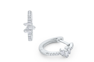 Diamond Baguette Accent Huggies