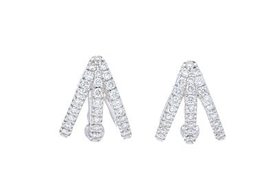 Three Row Huggie Earrings