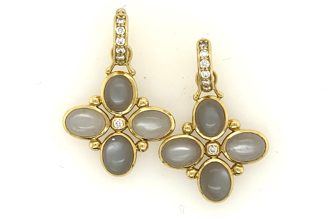 Grey Moonstone Charm Earrings